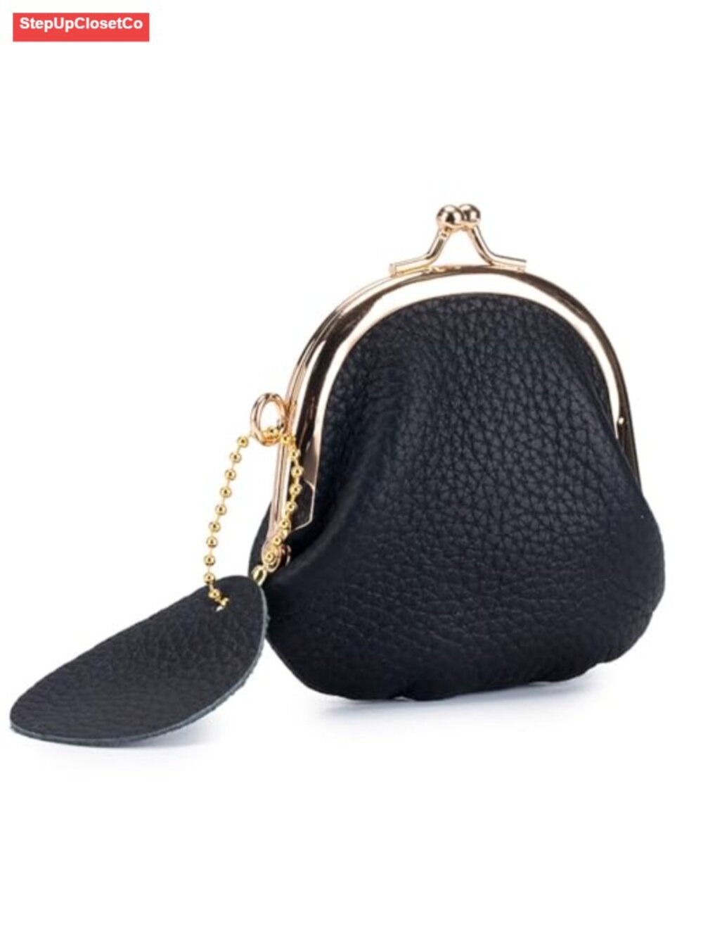 Genuine Leather Kisslock Coin Purse with Key Holder